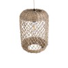 GloboStar® ECUADOR 02117 Boho Κρεμαστό Φωτιστικό Πλέγμα Μονόφωτο 1 x E27 IP20 Μπεζ Rattan - Μ28 x Π28 x Υ40cm