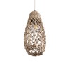 GloboStar® ECUADOR 02119 Boho Κρεμαστό Φωτιστικό Πλέγμα Μονόφωτο 1 x E27 IP20 Μπεζ Rattan - Μ15 x Π15 x Υ35cm