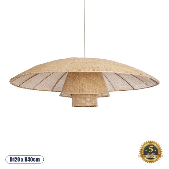 GloboStar® ZORA 02140 Boho Κρεμαστό Φωτιστικό Καμπάνα Μονόφωτο 1 x E27 IP20 Μπεζ Ύφασμα - Μ120 x Π120 x Υ40cm GloboStar® ZORA 02140 Boho Κρεμαστό Φωτιστικό Καμπάνα Μονόφωτο 1 x E27 IP20 Μπεζ Ύφασμα - Μ120 x Π120 x Υ40cm