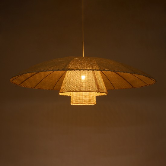 GloboStar® ZORA 02140 Boho Κρεμαστό Φωτιστικό Καμπάνα Μονόφωτο 1 x E27 IP20 Μπεζ Ύφασμα - Μ120 x Π120 x Υ40cm GloboStar® ZORA 02140 Boho Κρεμαστό Φωτιστικό Καμπάνα Μονόφωτο 1 x E27 IP20 Μπεζ Ύφασμα - Μ120 x Π120 x Υ40cm