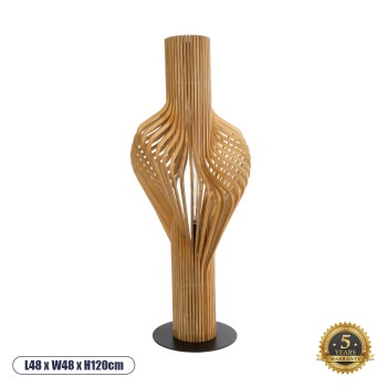 GLOBOSTAR® MIHIRO 02150 Boho Επιδαπέδιο Φωτιστικό με Ντουί 1 x E27 AC 220-240V IP20 - Καφέ & Μαύρο - Μ48 x Π48 x Υ120cm