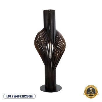 GLOBOSTAR® MIHIRO 02151 Boho Επιδαπέδιο Φωτιστικό με Ντουί 1 x E27 AC 220-240V IP20 - Καφέ & Μαύρο - Μ48 x Π48 x Υ120cm