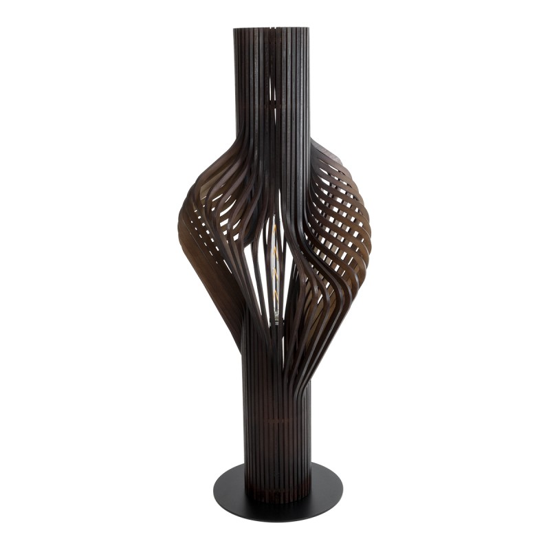 GloboStar® MIHIRO 02151 Boho Επιδαπέδιο Φωτιστικό Μονόφωτο 1 x E27 IP20 Καφέ Ξύλο με Μαύρο Μέταλλο - Μ48 x Π48 x Υ120cm