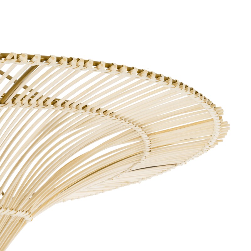 GloboStar® PALERMO 02153 Boho Φωτιστικό Οροφής Πλέγμα Μονόφωτο 1 x E27 IP20 Μπεζ Ξύλο - Μ100 x Π100 x Υ55cm