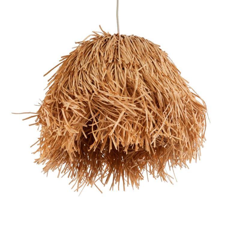 GloboStar® GUADELOUPE 02154 Boho Κρεμαστό Φωτιστικό Πλέγμα Μονόφωτο 1 x E27 IP20 Καφέ Ράφια - Μ50 x Π50 x Υ40cm