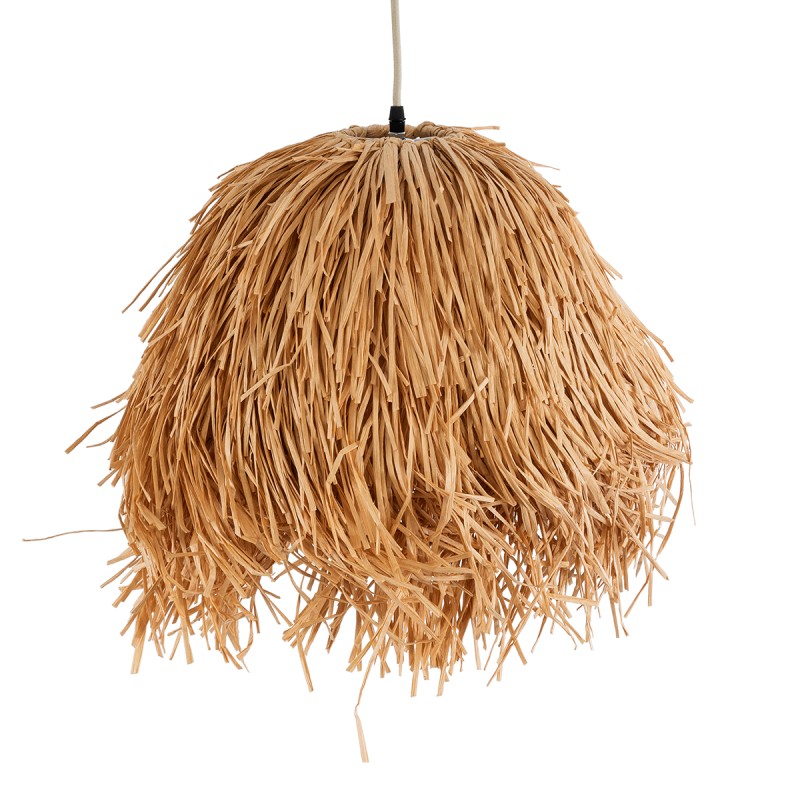 GloboStar® GUADELOUPE 02154 Boho Κρεμαστό Φωτιστικό Πλέγμα Μονόφωτο 1 x E27 IP20 Καφέ Ράφια - Μ50 x Π50 x Υ40cm