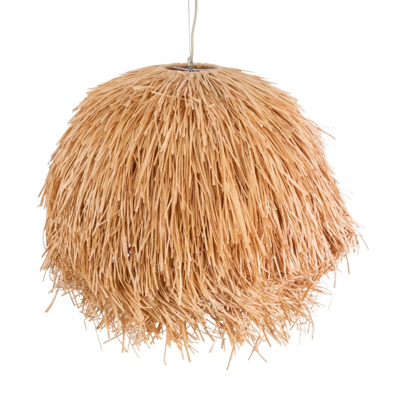 GloboStar® GUADELOUPE 02155 Boho Κρεμαστό Φωτιστικό Πλέγμα Μονόφωτο 1 x E27 IP20 Καφέ Ράφια - Μ80 x Π80 x Υ60cm