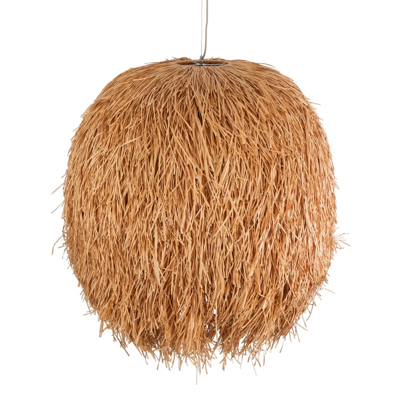 GloboStar® GUADELOUPE 02156 Boho Κρεμαστό Φωτιστικό Καμπάνα Μονόφωτο 1 x E27 IP20 Μπεζ Ράφια - Μ120 x Π120 x Υ100cm