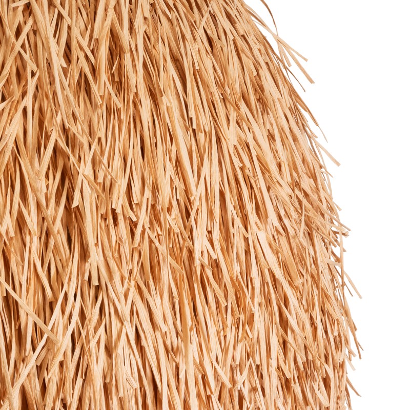 GloboStar® GUADELOUPE 02156 Boho Κρεμαστό Φωτιστικό Καμπάνα Μονόφωτο 1 x E27 IP20 Μπεζ Ράφια - Μ120 x Π120 x Υ100cm