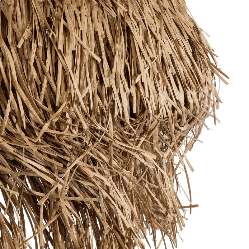 GloboStar® GUADELOUPE 02158 Boho Κρεμαστό Φωτιστικό Πλέγμα Μονόφωτο 1 x E27 IP20 Μπεζ Ράφια - Μ80 x Π80 x Υ60cm