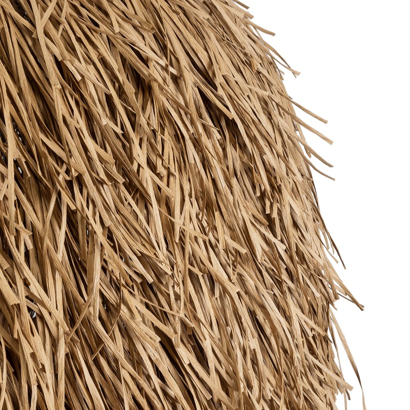 GloboStar® GUADELOUPE 02159 Boho Κρεμαστό Φωτιστικό Πλέγμα Μονόφωτο 1 x E27 IP20 Μπεζ Ράφια - Μ120 x Π120 x Υ100cm