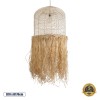 GloboStar® BASSETERRE 02163 Boho Κρεμαστό Φωτιστικό Πλέγμα Μονόφωτο 1 x E27 IP20 Μπεζ Ξύλο με Καφέ Ράφια - Μ70 x Π70 x Υ170cm