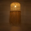 GloboStar® BASSETERRE 02163 Boho Κρεμαστό Φωτιστικό Πλέγμα Μονόφωτο 1 x E27 IP20 Μπεζ Ξύλο με Καφέ Ράφια - Μ70 x Π70 x Υ170cm