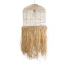 GloboStar® BASSETERRE 02163 Boho Κρεμαστό Φωτιστικό Πλέγμα Μονόφωτο 1 x E27 IP20 Μπεζ Ξύλο με Καφέ Ράφια - Μ70 x Π70 x Υ170cm