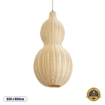 GLOBOSTAR® KINGSTOWN 02168 Boho Κρεμαστό Φωτιστικό Οροφής με Ντουί 1 x E27 AC 220-240V IP20 - Μπεζ - Μ30 x Π30 x Υ60cm
