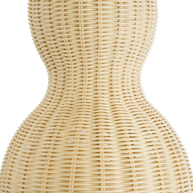 GloboStar® KINGSTOWN 02168 Boho Κρεμαστό Φωτιστικό Πλέγμα Μονόφωτο 1 x E27 IP20 Μπεζ Ξύλο - Μ30 x Π30 x Υ60cm