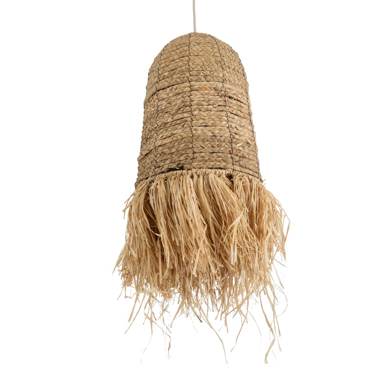 GloboStar® PORTOFERRAIO 02170 Boho Κρεμαστό Φωτιστικό Πλέγμα Μονόφωτο 1 x E27 IP20 Μπεζ Ράφια - Μ30 x Π30 x Υ70cm