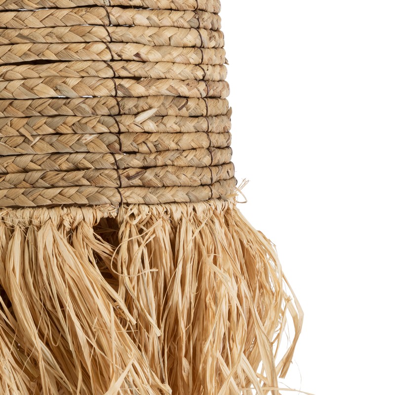 GloboStar® PORTOFERRAIO 02170 Boho Κρεμαστό Φωτιστικό Πλέγμα Μονόφωτο 1 x E27 IP20 Μπεζ Ράφια - Μ30 x Π30 x Υ70cm