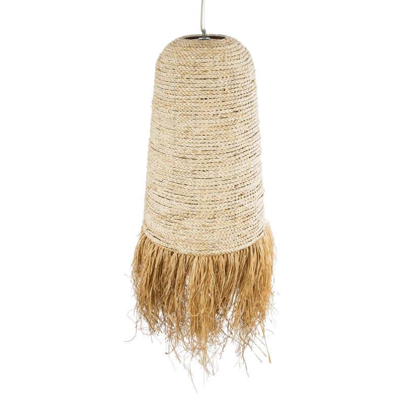 GloboStar® LETA 02171 Boho Κρεμαστό Φωτιστικό Πλέγμα Μονόφωτο 1 x E27 IP20 Μπεζ Ράφια - Μ50 x Π50 x Υ150cm