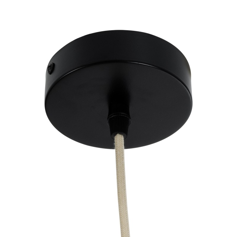 GloboStar® MIHIRO 02172 Boho Κρεμαστό Φωτιστικό Πλέγμα Μονόφωτο 1 x E27 IP20 Μπεζ Ξύλο - Μ32 x Π32 x Υ56cm