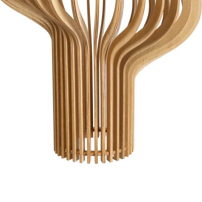 GloboStar® MIHIRO 02172 Boho Κρεμαστό Φωτιστικό Πλέγμα Μονόφωτο 1 x E27 IP20 Μπεζ Ξύλο - Μ32 x Π32 x Υ56cm