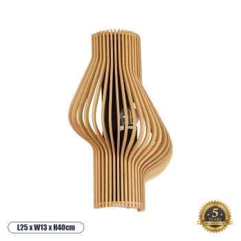 GLOBOSTAR® MIHIRO 02174 Boho Φωτιστικό Τοίχου - Απλίκα με Ντουί 1 x E27 AC 220-240V IP20 - Μπεζ - Μ25 x Π13 x Υ40cm