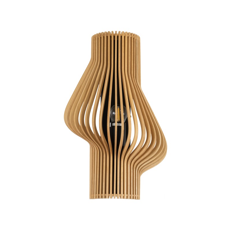 GloboStar® MIHIRO 02174 Boho Επιτοίχιο Φωτιστικό Απλίκα Μονόφωτο 1 x E27 IP20 Καφέ Ξύλο - Μ25 x Π13 x Υ40cm