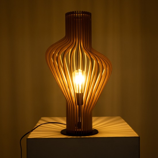 GloboStar® MIHIRO 02176 Boho Επιτραπέζιο Φωτιστικό Πορτατίφ Μονόφωτο 1 x E27 IP20 Καφέ Ξύλο με Μαύρο Μέταλλο - Μ33 x Π33 x Υ57cm GloboStar® MIHIRO 02176 Boho Επιτραπέζιο Φωτιστικό Μονόφωτο 1 x E27 AC220-240V IP20 - Φ33 x Υ57cm - Καφέ Ξύλινο με Μαύρη Μεταλλική Βάση Πλέγμα
