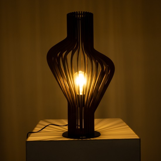 GloboStar® MIHIRO 02177 Boho Επιτραπέζιο Φωτιστικό Πορτατίφ Μονόφωτο 1 x E27 IP20 Καφέ Ξύλο με Μαύρο Μέταλλο - Μ33 x Π33 x Υ57cm GloboStar® MIHIRO 02177 Boho Επιτραπέζιο Φωτιστικό Μονόφωτο 1 x E27 AC220-240V IP20 - Φ33 x Υ57cm - Καφέ Σκούρο Ξύλινο με Μαύρη Μεταλλική Βάση Πλέγμα