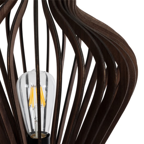 GloboStar® MIHIRO 02177 Boho Επιτραπέζιο Φωτιστικό Πορτατίφ Μονόφωτο 1 x E27 IP20 Καφέ Ξύλο με Μαύρο Μέταλλο - Μ33 x Π33 x Υ57cm GloboStar® MIHIRO 02177 Boho Επιτραπέζιο Φωτιστικό Μονόφωτο 1 x E27 AC220-240V IP20 - Φ33 x Υ57cm - Καφέ Σκούρο Ξύλινο με Μαύρη Μεταλλική Βάση Πλέγμα