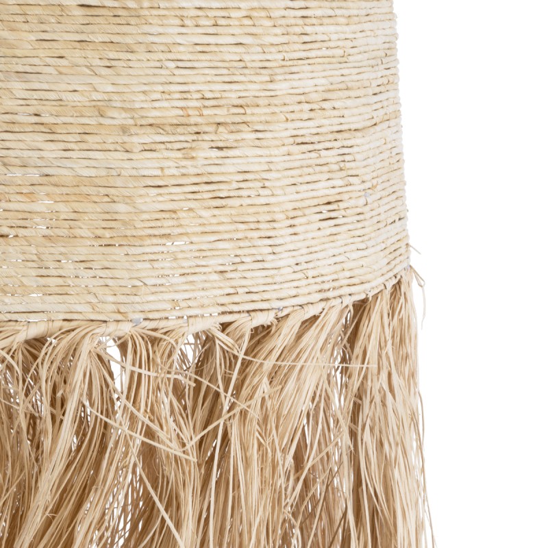 GloboStar® AREMBEPE 02179 Boho Κρεμαστό Φωτιστικό Πλέγμα Μονόφωτο 1 x E27 IP20 Μπεζ Ράφια - Μ60 x Π60 x Υ130cm