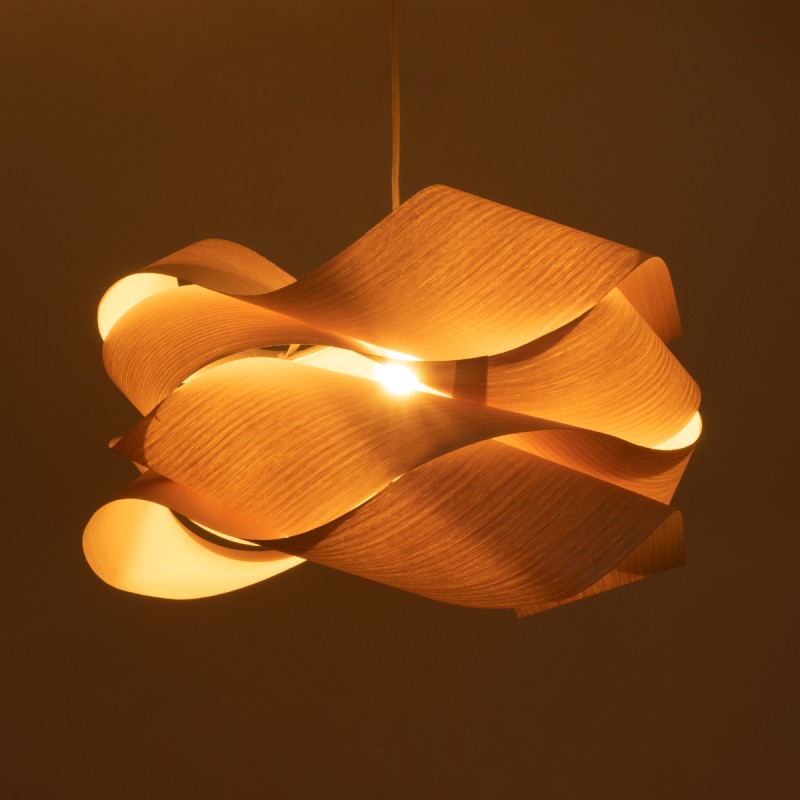 GloboStar® SARDIGNA 02181 Boho Κρεμαστό Φωτιστικό Πλέγμα Μονόφωτο 1 x E27 IP20 Μπεζ Ξύλο - Μ60 x Π60 x Υ30cm