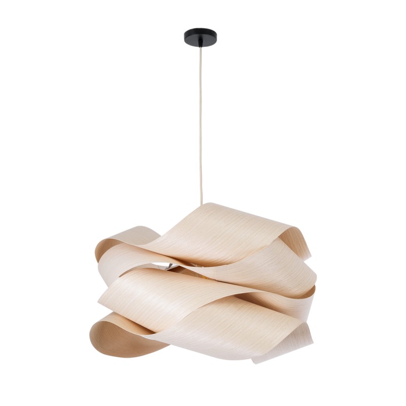 GloboStar® SARDIGNA 02181 Boho Κρεμαστό Φωτιστικό Πλέγμα Μονόφωτο 1 x E27 IP20 Μπεζ Ξύλο - Μ60 x Π60 x Υ30cm