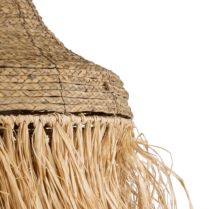 GloboStar® PORTOFERRAIO 02185 Boho Κρεμαστό Φωτιστικό Πλέγμα Μονόφωτο 1 x E27 IP20 Μπεζ Ράφια - Μ50 x Π50 x Υ80cm