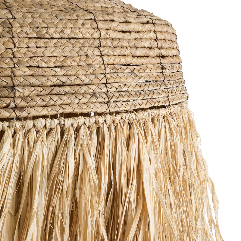 GloboStar® PORTOFERRAIO 02186 Boho Κρεμαστό Φωτιστικό Πλέγμα Μονόφωτο 1 x E27 IP20 Μπεζ Ράφια - Μ80 x Π80 x Υ120cm