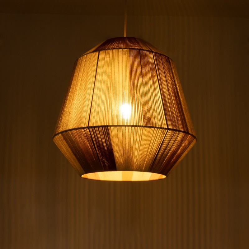 GloboStar® SALERNO 02187 Boho Κρεμαστό Φωτιστικό Πλέγμα Μονόφωτο 1 x E27 IP20 Πολύχρωμο Σχοινί - Μ50 x Π50 x Υ50cm