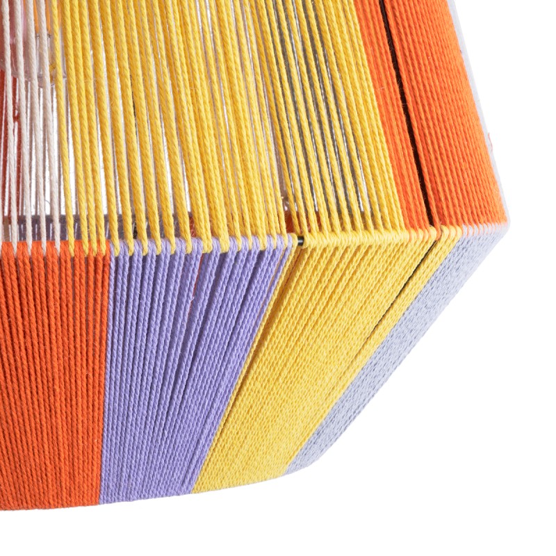 GloboStar® SALERNO 02188 Boho Κρεμαστό Φωτιστικό Πλέγμα Μονόφωτο 1 x E27 IP20 Πολύχρωμο Σχοινί - Μ50 x Π50 x Υ50cm