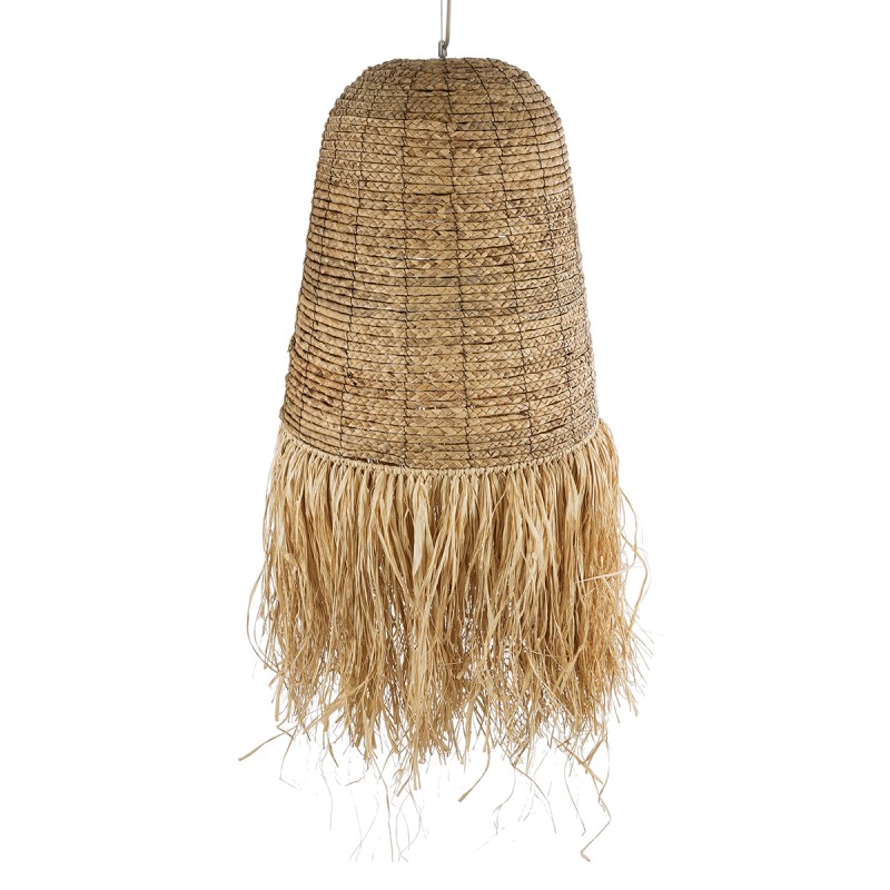 GloboStar® PORTOFERRAIO 02190 Boho Κρεμαστό Φωτιστικό Πλέγμα Μονόφωτο 1 x E27 IP20 Μπεζ Ράφια - Μ60 x Π60 x Υ120cm