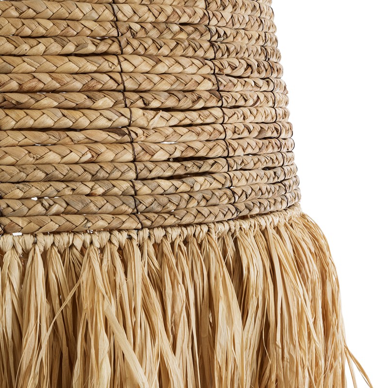 GloboStar® PORTOFERRAIO 02190 Boho Κρεμαστό Φωτιστικό Πλέγμα Μονόφωτο 1 x E27 IP20 Μπεζ Ράφια - Μ60 x Π60 x Υ120cm