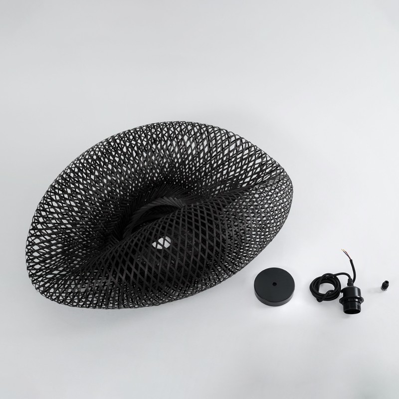 GLOBOSTAR® MEXICO 02201 Boho Κρεμαστό Φωτιστικό Οροφής με Ντουί 1 x E27 AC 220-240V IP20 - Μαύρο - Μ65 x Π45 x Υ18cm