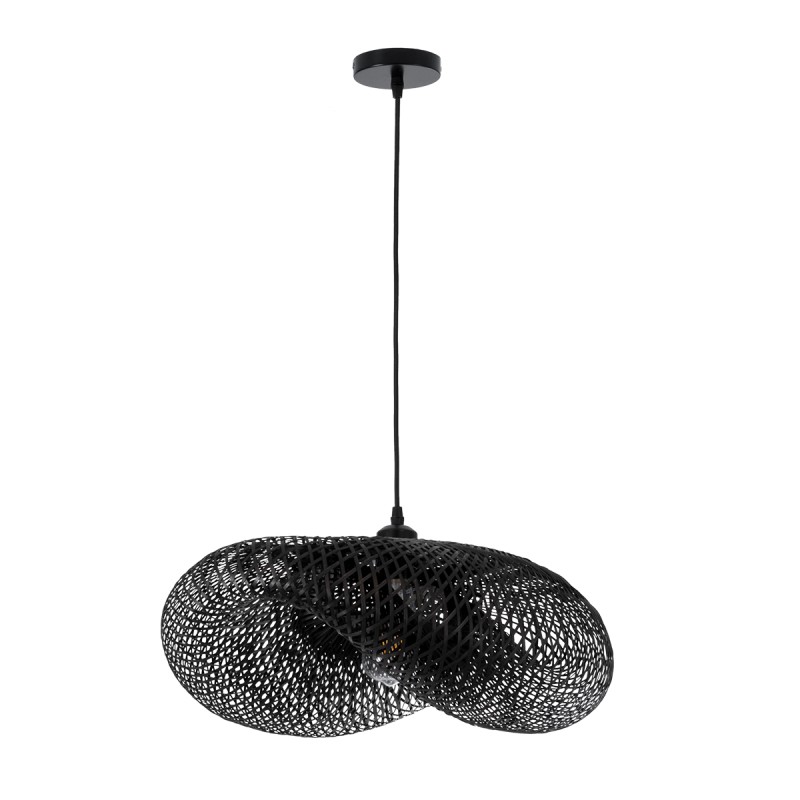 GLOBOSTAR® MEXICO 02201 Boho Κρεμαστό Φωτιστικό Οροφής με Ντουί 1 x E27 AC 220-240V IP20 - Μαύρο - Μ65 x Π45 x Υ18cm