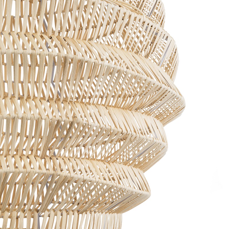 GloboStar® OREGON 02206 Boho Κρεμαστό Φωτιστικό Πλέγμα Μονόφωτο 1 x E27 IP20 Μπεζ Ξύλο - Μ60 x Π60 x Υ56cm