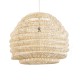 GloboStar® OREGON 02207 Boho Κρεμαστό Φωτιστικό Πλέγμα Μονόφωτο 1 x E27 IP20 Μπεζ Ξύλο - Μ80 x Π80 x Υ65cm