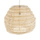 GloboStar® OREGON 02207 Boho Κρεμαστό Φωτιστικό Πλέγμα Μονόφωτο 1 x E27 IP20 Μπεζ Ξύλο - Μ80 x Π80 x Υ65cm