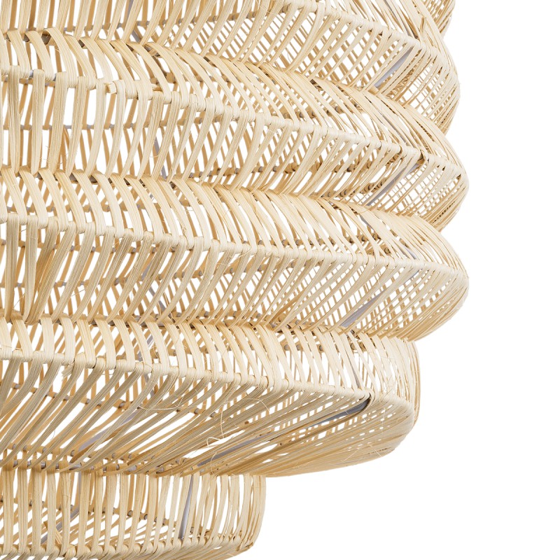 GloboStar® OREGON 02207 Boho Κρεμαστό Φωτιστικό Πλέγμα Μονόφωτο 1 x E27 IP20 Μπεζ Ξύλο - Μ80 x Π80 x Υ65cm