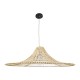 GloboStar® PALERMO 02209 Boho Κρεμαστό Φωτιστικό Πλέγμα Μονόφωτο 1 x E27 IP20 Μπεζ Ξύλο - Μ100 x Π100 x Υ30cm