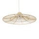 GloboStar® PALERMO 02209 Boho Κρεμαστό Φωτιστικό Πλέγμα Μονόφωτο 1 x E27 IP20 Μπεζ Ξύλο - Μ100 x Π100 x Υ30cm