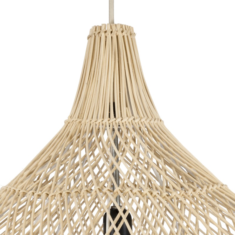 GloboStar® ADEJE 02210 Boho Κρεμαστό Φωτιστικό Πλέγμα Μονόφωτο 1 x E27 IP20 Μπεζ Ξύλο - Μ60 x Π60 x Υ60cm