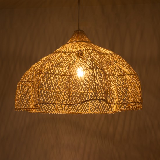 GloboStar® ADEJE 02211 Boho Κρεμαστό Φωτιστικό Πλέγμα Μονόφωτο 1 x E27 IP20 Μπεζ Ξύλο - Μ80 x Π80 x Υ55cm GloboStar® ADEJE 02211 Boho Κρεμαστό Φωτιστικό Πλέγμα Μονόφωτο 1 x E27 IP20 Μπεζ Ξύλο - Μ80 x Π80 x Υ55cm