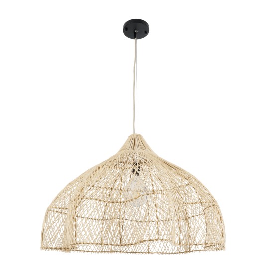 GloboStar® ADEJE 02211 Boho Κρεμαστό Φωτιστικό Πλέγμα Μονόφωτο 1 x E27 IP20 Μπεζ Ξύλο - Μ80 x Π80 x Υ55cm GloboStar® ADEJE 02211 Boho Κρεμαστό Φωτιστικό Πλέγμα Μονόφωτο 1 x E27 IP20 Μπεζ Ξύλο - Μ80 x Π80 x Υ55cm
